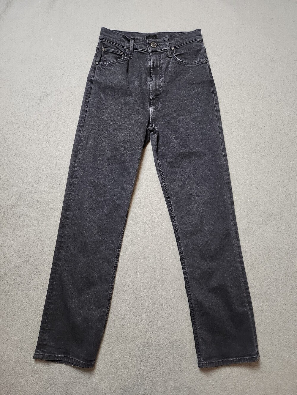 MOTHER High Waisted Rider Ankle Jeans Size 26 Not Guilty Black Gray